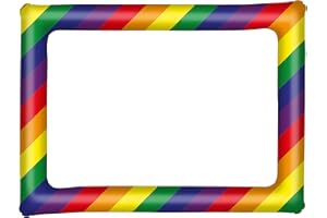 Henbrandt 1x Inflatable Rainbow Frame 80cm x 60cm Photo Booth Selfie Frame for Gay Pride LGBTQ+ Celebrations Parties Picture Inflatable Photo Frame Pride Accessories
