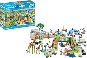 Playmobil 71600 MyLife: Large City Zoo, extensive zoo set with 16 exotic animals as well as varied accessories, detailed play sets suitable for children ages 4+