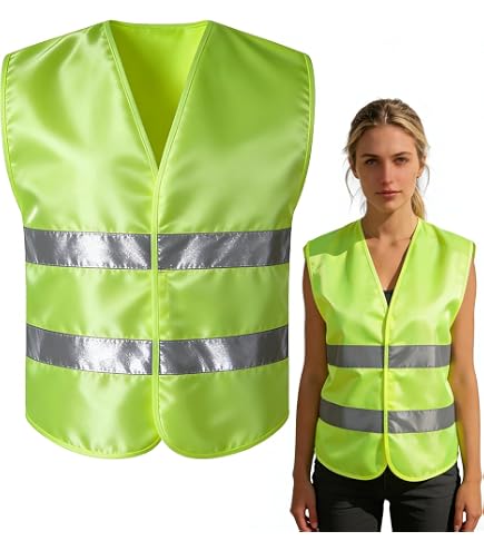 Lot De 6 Gilets De Sécurité Réfléchissants Haute Visibilité – Unisexe, Taille Unique, Idéal Voiture, Chantier, Course De Nuit