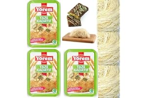 3 paquetes [Garantía fresca] X Hilos de pastelería Kadaifi Postre fresco estilo turco Kadayif para usar el famoso chocolate de Dubai Kataifi Teigfaden 400 gramos de Pufai Grocery,