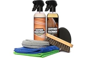 GxDetail Pack Cuidado Cuero - Kit Limpieza e Hidratación para Cuero Coche Gx Detail - Kit Con Accesorios y Limpiador de Asientos de Cuero - Limpia Asientos Tapicerias Piel y Cuero de Coche...