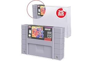 25-Pcs Premium Quality Transparent Plastic Protector Storage Cases Compatible For SNES CARTRIDGE By EVORETRO - Extra Sturdy Clear Case W/ Removable Film - 0/4mm Thick - Anti- Dust/Scratch/Moisture