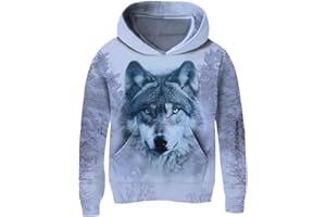 Fanient Pull à Capuche en Polaire Imprimé 3D pour Garçons et Filles avec Poches Kangourou