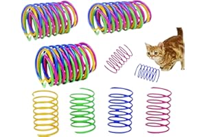 PASTIKO 12 Pcs Colourful Cats Springs Toys - Interactive Cat & Kitten Toys, Durable Plastic Spring Cat Toy for Swatting, Biting, Hunting, Enrichment Play, Fun Kitten Toy to Keep Kittens Active & Engaged