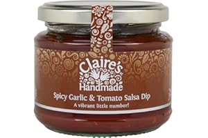 Claire's Handmade - Spicy Garlic & Tomato Salsa Dip (200g) - Traditionally Made Vibrant Dip Pair with Tortilla Chips, Meat, Fish & Poultry, Suitable for Vegetarian, Vegan & Gluten Free Diets, GMO Free