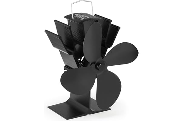 NETTA Ventilateur pour foyer de poêles à bois, fonctionnement sans électricité, 4 Flügel