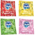 Premium Skins Mixed Flavoured Condoms for Oral and Intercourse - Ultra Thin Condoms with Extra Flavoured Lube for Extra Pleasure - Discreet Pack of 24