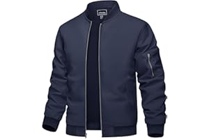 TACVASEN Herren Leichte Bomber Blouson Bomberjacke Sommer Übergangsjacke Fliegerjacken Freizeit mit Taschen