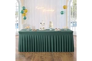 1-pack Hunter Green rektangulär spandex bordsduk 1,8 m med kjol, vikningsfri stretch passform bordsduk för 1,8 m rektangulärt