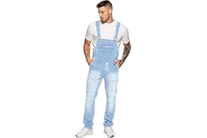 ZE ENZO Enzo Herren Latzhose Jeans Denim Blau Overalls Regular Fit Big King alle Taille 30W – 50W