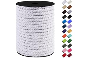 LEREATI Corda Macrame 8mm x 40m, Filo Macrame Corda Cotone Colorata, Macramè Filo Cordino per Borse Uncinetto, Artigianato Fai-Da-Te, Arazzo da Parete, Decorazioni (Bianco)