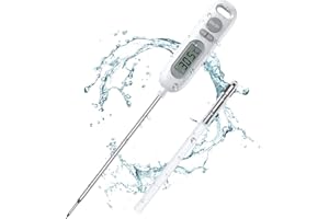 Criacr Fleischthermometer, Thermometer Kochen kabellos mit Langer Sonde, IPX6 Wasserdicht Bratenthermometer, küchenthermometer für Küche, Grill, BBQ, Wasser, Milch