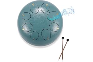 DeeCozy Slit Drums, Steel Tongue Drum, 6 inches 8 Tone D Key, Handpan Drum with Drumsticks, Bag, Finger Cover, Percussion Instrument for Musical Education Concert Mind Healing Yoga Meditation