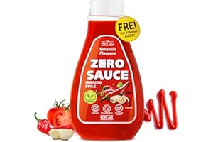 ‎HE-JU He-Ju Zero Sauce Sriracha 1x 425ml Light Sauce, ohne Fett und ohne Zuckerzusatz, vegan und glutenfrei, Keto Diät geeignet (425 ml (1er Pack), Sriracha Style)
