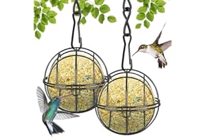 XIANGSKY 2 Pcs Fat Ball Feeders Hanging, Hanging Bird Feeder Metal Fat Ball Bird Holder with S-shaped hooks, Bird Feeders Fat Balls for Outdoor Garden Wildlife Birds Finch Sparrow Robin