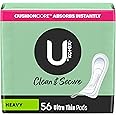 U by Kotex Security Ultra Thin Pads, Long, Unscented, 56 Count