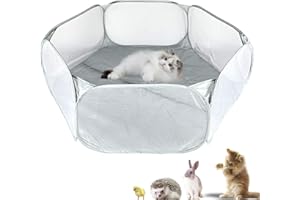 MAKOTO NOBU Parc Portable pour Petits Animaux, Transparente Pliable Tente pour Petit Animal, Tente pour Animaux de Compagnie Exercise pour Chats, Chiens, Chinchillas, Hérissons, Lapins, Hamster