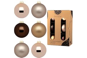 DecoLite: Glass Christmas Tree Baubles Diameter 10 cm (Pack of 6) – Lounge – Matte / Glossy