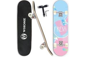 WHOME Pro Skateboard Completo para Niño Niña/Adulto Principiante/Pro - 31 x 8 Pulgada Patineta Estándar 8 Capas Alpine Maple Deck ABEC-9 Incluyen T-Tool
