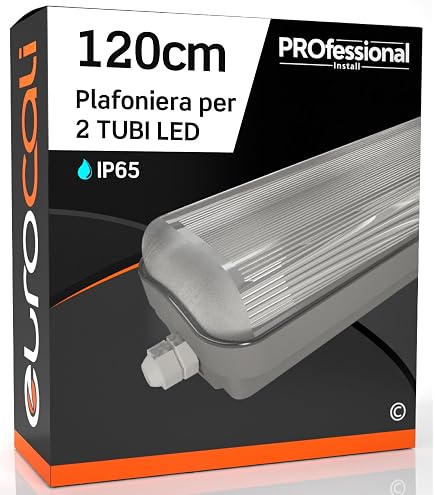 PLAFONIERA STAGNA BEGHELLI VUOTA PER TUBI LED 2 x 60-120-150 CM 220V IP65 EUR 14,50 - IT