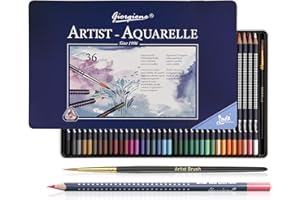 Surcotto Kredki akwarelowe, 36 kolorowych, rozpuszczalnych w wodzie, dla dzieci i dorosłych, na bazie wody, delikatne kolory, z puszką i pędzlem