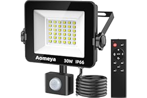 Aomeya Motion Sensor Outdoor Security Light, 30W 2750 Lumen LED Floodlights with PIR Sensor, IP66 Waterproof Motion Sensor Outdoor Wall Light with Remote Control for Garden, Backyard, Garage (30W)