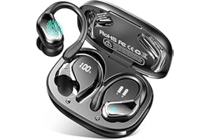 Bluetooth 5.4 Kopfhörer Sport, 75Std 3D-Stereo Kopfhörer Kabellos Bluetooth, IP-X8 Wasserdicht Tiefer Bass Wireless Headphones, 4 ENC Noise Cancelling Mic Earbuds, 7g USB-C in-ear Ohrhörer Gym Joggen