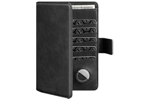 VULKIT Etui na paszport, portfel podróżny, kompatybilny z uchwytem na Airtag, blokowanie RFID, podwójnie składane, etui na paszport dla mężczyzn i kobiet, Czarny, Minimalistyczny