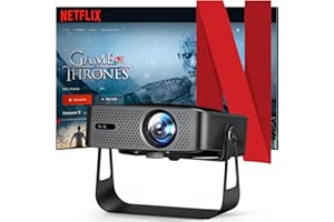 ‎VGKE VGKE Mini Beamer, Netflix Offiziell/KI-Autofokus/Ultradünnes Design / 35dB Geräuscharm, 26000 Lumen 1080p Full HD und 4K-Unterstützung WiFi6 Bluetooth Video Projektor für Heimkino/Outdoor/Handy