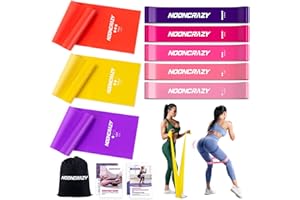 ‎NOONCRAZY Resistance Bands Fitnessbänder [8er Set], Widerstandsbänder 100% Latex, Gymnastikband mit Übungsanleitung auf Deutsch & Tragebeutel, Ideal für Yoga, Pilates, Krafttraining, Physiotherapie