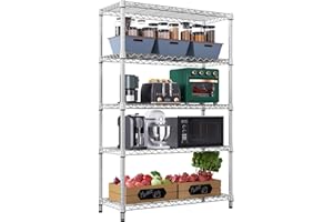 M MZG Steel Storage Shelving 5-Tier Utility Shelving Unit Steel Organizer Wire Rack for Home,Kitchen,Office,Garage, 1750 LBS Capacity 17.7" D x 47.2" W x 72.3" H