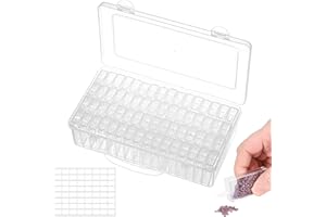 Szaboviktoria 64 PCS Diamond Painting zubehör Boxen, Diamond Painting aufbewahrungsboxen with Stickers,Geeignet für DIY-Handwerk, zur Aufbewahrung von Diamond-Painting-Zubehör, Nagelkunst