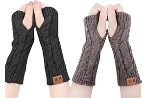 ECOMBOS Fingerlose Handschuhe Damen - Winter Armstulpen Handschuhe Damen Pulswärmer Strick Kurzer Gestrickte Halb Fingerlose Fäustlinge