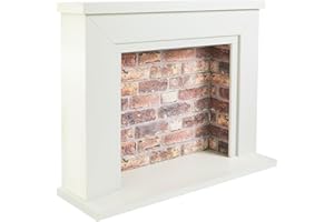 ENDEAVOUR FIRES AND FIREPLACES Endeavour Fires Farlington 48’’ Off White Fireplace Surround with a 3D Brick Effect Back (White Top/Rustic Brick)
