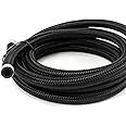 QWORK® AN6 Fuel Hose, Stainless Steel Nylon Braided Rubber Fuel Line Fuel Pipe, Remote Oil Cooler Line Coolant Pipe 9mm 0.35 Inch Internal Diameter for 3/8 Inch Tube Size (10FT/3M)