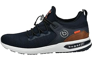 BUGATTI Mężczyźni Sportowe tenisówki z pianką zapamiętującą kształt, o sportowym kroju, elastyczne sznurowadła, oddychająceSneakersy wsuwane