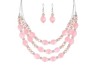 FULU AUTUMN Layered Statement Necklaces for Women Chunky Beaded Necklaces Costume Jewellery Valentines Gifts for Her