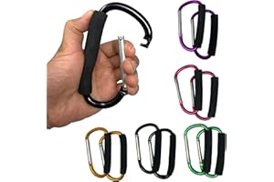 PLASTIFIC Pack of 2 Universal Large Buggy Clips Pram Pushchair Stroller Clips - Carabiner Stroller Hook Organizer for Hanging Purses, Diaper Bag, Shopping Bags, Clip Fits Single, Car Seats and Joggers (Black)