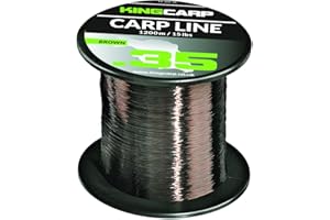 KINGCARP KING CARP - 1200m Bulk Spools of Carp Mono of Extra Strong Monofilament Carp & Specimen Coarse Fishing Line (MURKY BROWN) - Comes in 10, 12, 15 & 20lbs Breaking Strains