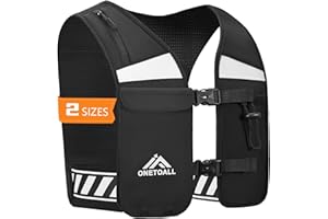 ONETOALL Laufweste für Damen und Herren, Running Vest Leicht, Reflektierende Trinkweste Laufen, Verstellbare Jogging Weste mit Laufhandytasche, Lauf Weste mit 6 Taschen für Marathon, Joggen, Radfahren