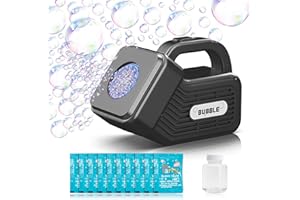Maxee Przenośna automatyczna maszyna do baniek mydlanych, pistolet do baniek mydlanych, 15 000+ pęcherzyków na minutę, elektryczna zabawka do baniek mydlanych, na wesele, urodziny, Boże Narodzenie,