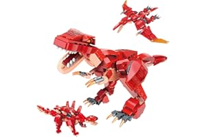 JTgugu 287 Stück Bausteine Set Jurassic Dinosaurier STEM 3 in 1 Bauspielzeug T-Rex Pterodaktylus oder Stegosaurus Dino Bausätze Geschenk für Jungen ab 6 7 8 9 10 11 12 13 14 Jahren