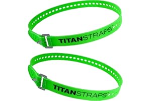 TITANSTRAPS Titan Industrial Straps - Safety Strap Set to Secure Splits, Cargo Bikes, Garden Hoses, Wood Working Projects - 70 lb. Working Load, 20" Length, Fluoro Green, 2-Pack