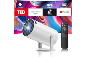 CAMWORLD Vidéoprojecteur 4K Mini Projecteur Portable Android 11 avec BT 5.0 et WiFi 6, projecteur Video avec Auto Keystone, 220° Rotation retroprojecteur Compatible avec USB/PS/HDMI/TV Stick