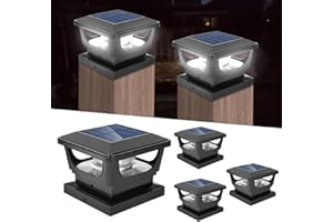 GEYUEYA Home Solar Post Lights,Fence Post Lights IP65 Waterproof Fence Lights Outdoor Garden,Cap for 3x3 3.5×3.5 4x4 inch Patio Fence Post Deck Wooden Posts-4 Pack