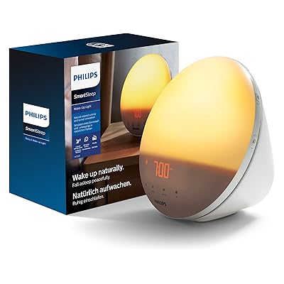 Philips Wake Up Light - Light Alarm Clock with SmartSleep Technology, 5 Natural Alarm Sounds, Coloured Sunrise Simulation, FM Radio and Reading Lamp (Model HF3519/01)