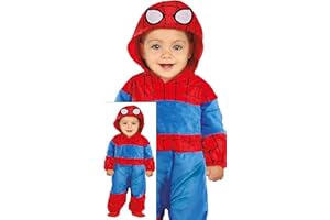 FIESTAS GUIRCA | Costume Baby Hero - Cappuccio e Tuta per Bebè e Bambini Piccoli - Costumi da Supereroi e Villain per Feste, Halloween e Carnevale - Blu e Rosso