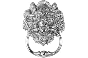 Cabilock Lew kołatka do drzwi retro klasyczna srebrna głowa zwierzątka wzór drzwi brama szafa uchwyt pierścień lwa usta akcesoria do Home Shop