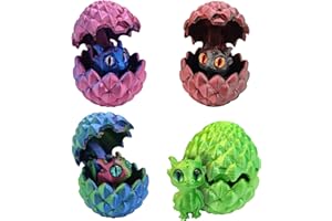 AHEJIOO 4 Stück 3D Gedrucktes Drachenei, Überraschungs Drachenei mit Drache 4.5 X 4.2cm, Geheimnisvolle Drachen Spielzeug für Erwachsene Kinder 3D Drache im Ei für Easter Weihnachtstag Schreibtisch Dekoration