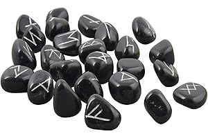 Blessfull Healing Conjunto de runa de piedras negras de turmalina negra de 25 piezas curación con cristal Reiki feng Shui Decoración del hogar Energía positiva Bienestar Meditación Espiritual vaastu